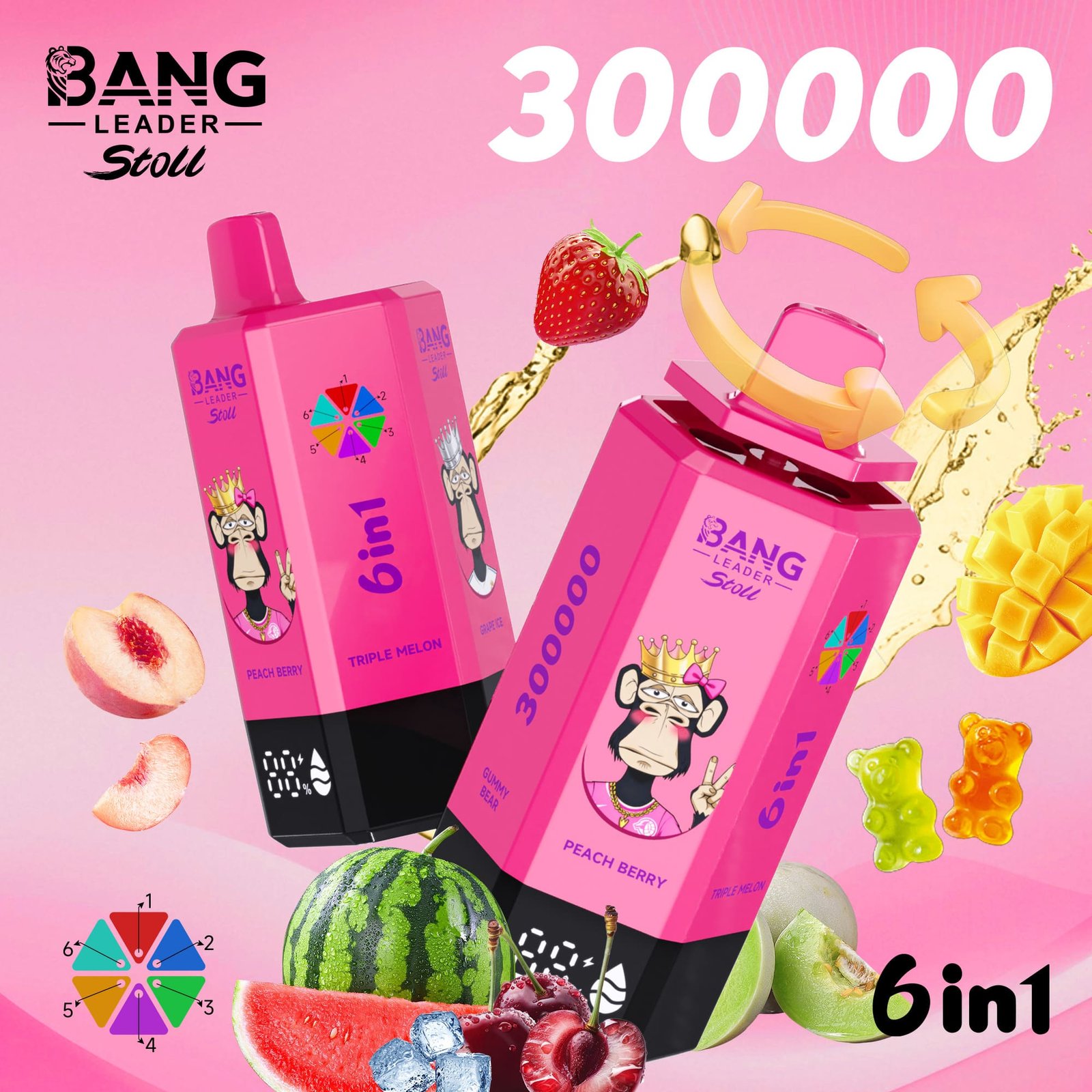 BANG LEADER STOLL 300K Puffs 6 in 1 Taste Disposable Vapes Wholesale Bulk Buy Rechargeable Ultra - Image 6