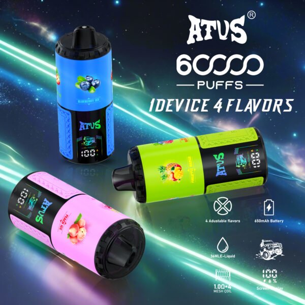 ATVS Warship 60000 Puffs – Prémium Eldobható Vape | 60,000 Puff | 4-in-1 Ízváltó Rendszer | USB Type-C Töltés