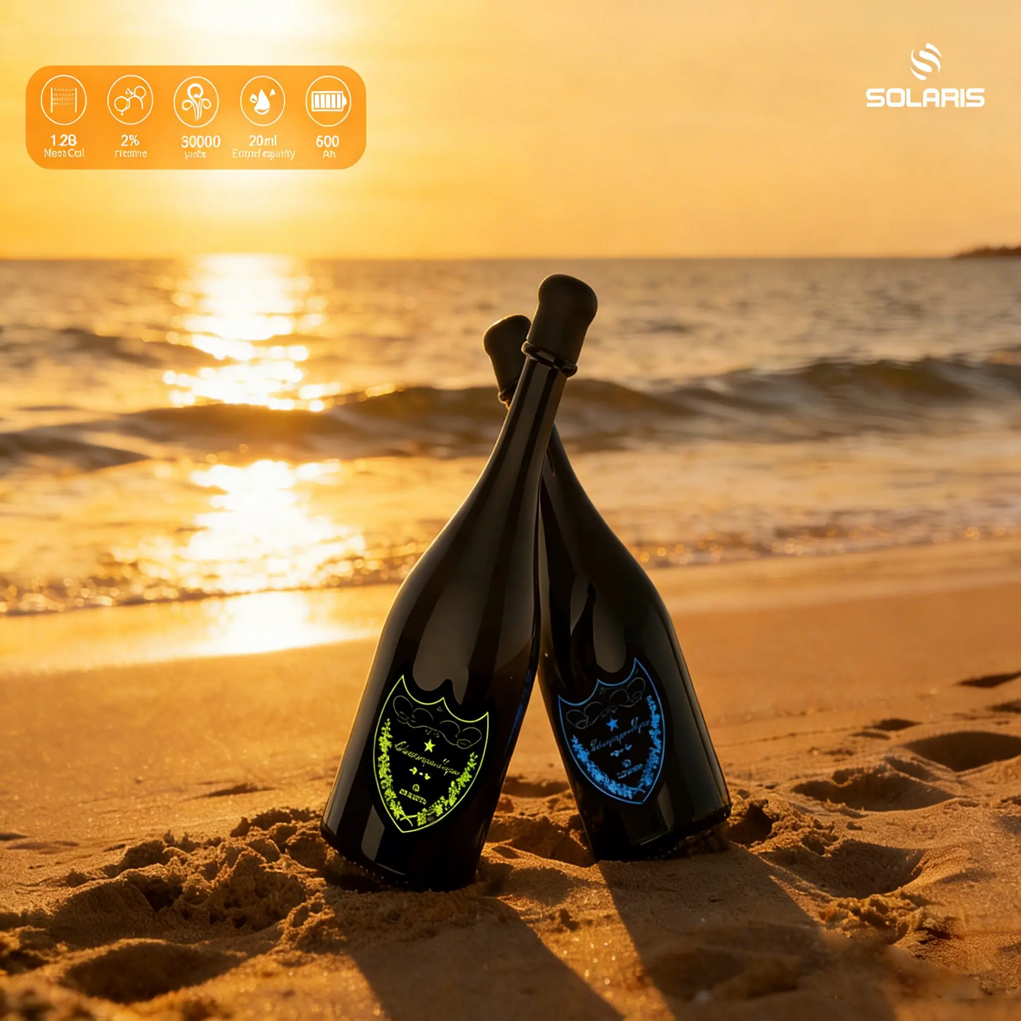 solaris-champagne-30000-30k-puffs-main-picture 🍾 Solaris Champagne 30000 Puffs – LED-es, Type-C Tölthető Egyszerhasználatos E-Cigaretta - Image 1