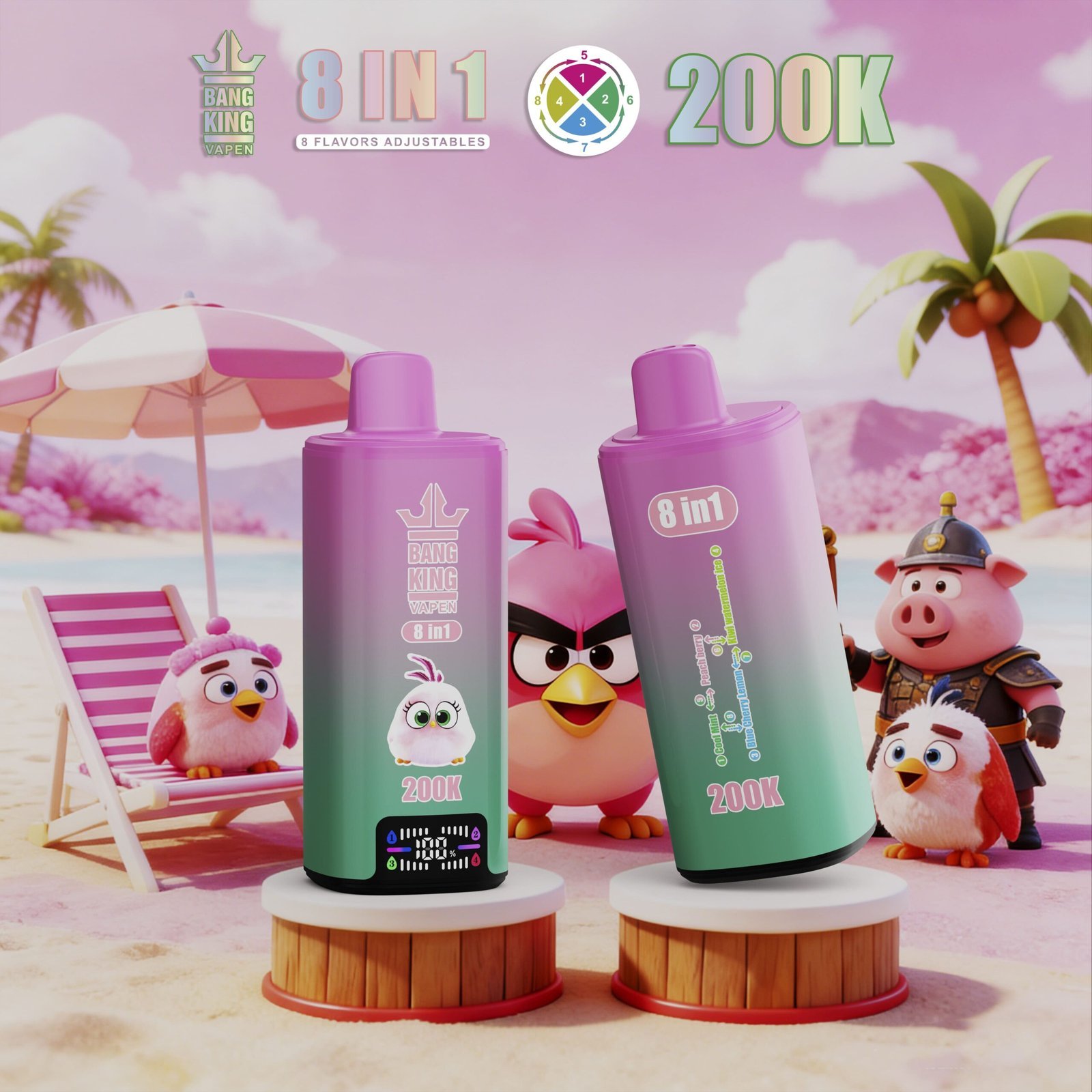 Bang King 200K Puffs Disposable Vape – 200000 slukk, 8 az 1-ben ízek, nagy kapacitású vape - Image 6