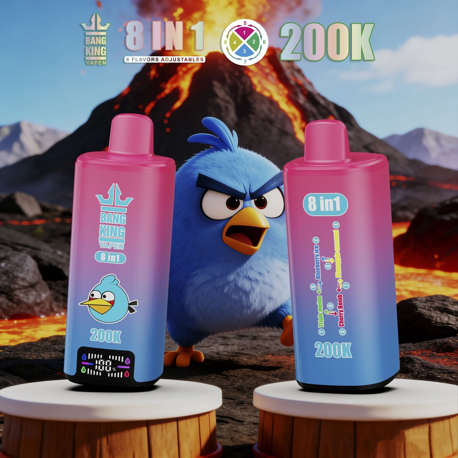 Bang King 200K Puffs Disposable Vape – 200000 slukk, 8 az 1-ben ízek, nagy kapacitású vape - Image 5