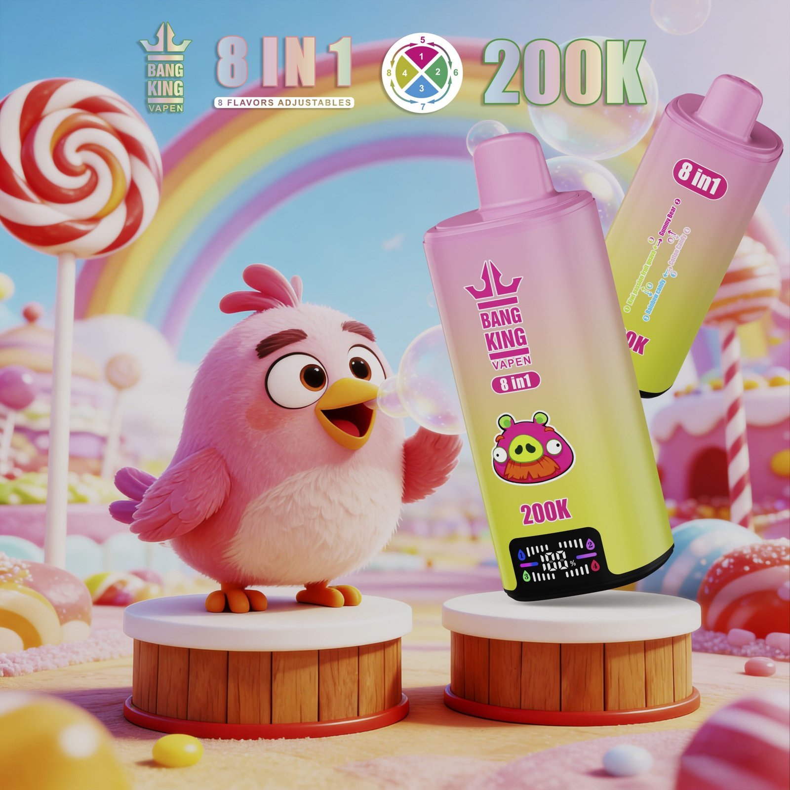 Bang King 200K Puffs Disposable Vape – 200000 slukk, 8 az 1-ben ízek, nagy kapacitású vape - Image 9
