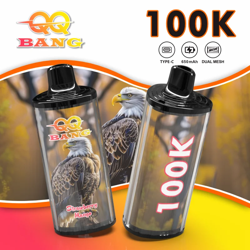 QQ-Bang-100K-Vape-Strawberry-Mango QQ BANG 100K Dual Mesh Vape – Újratölthető Eldobható Vape Készülék - Image 1